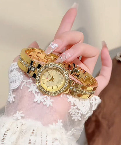 Damklocka Guld med Zircon-Detaljer och Quartz-Rörelse 2