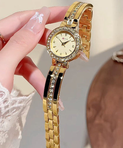 Damklocka Guld med Zircon-Detaljer och Quartz-Rörelse 3