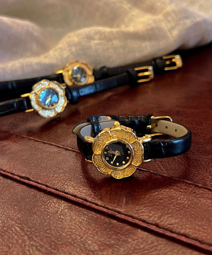 Damklocka med Camellia Quartz-rörelse och läderlegeringsarmband 0
