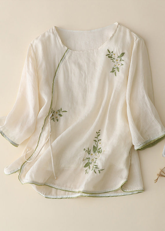Damlinne Broderad Retro Stil med Kinesiska Knappar 0