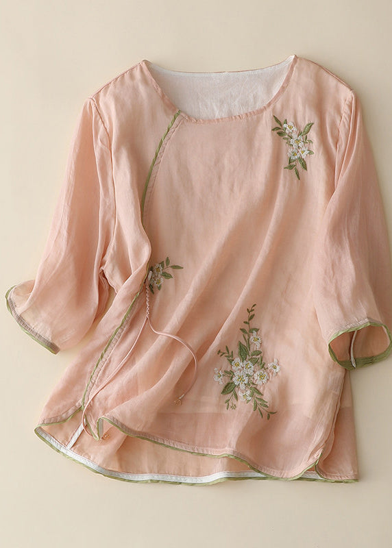 Damlinne Broderad Retro Stil med Kinesiska Knappar 1