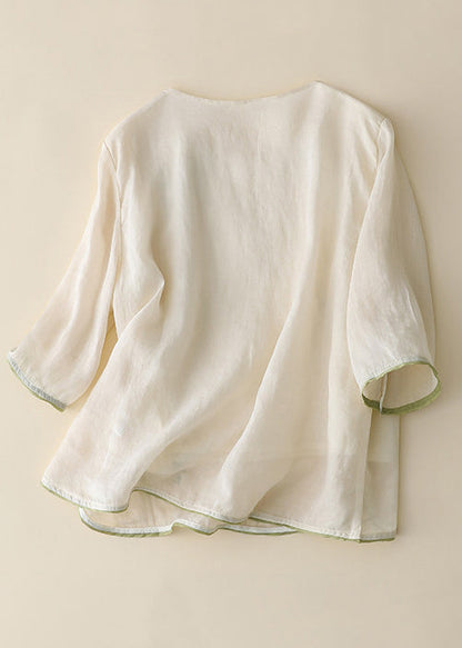 Damlinne Broderad Retro Stil med Kinesiska Knappar 2