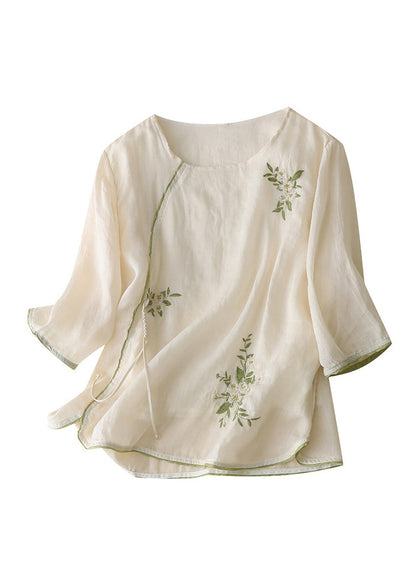 Damlinne Broderad Retro Stil med Kinesiska Knappar 4