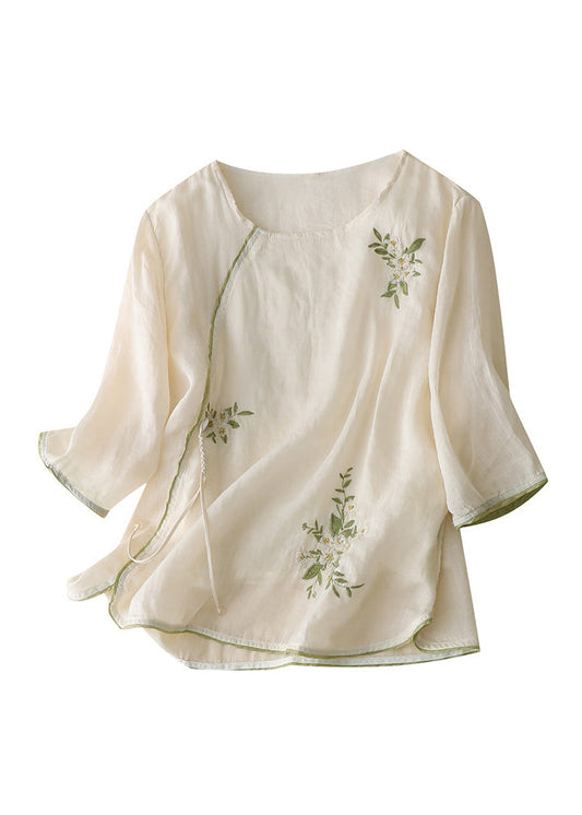 Damlinne Broderad Retro Stil med Kinesiska Knappar 4