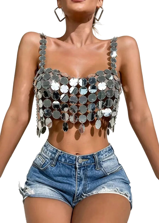 Damlinne med paljettdetaljer och cut-out design 0