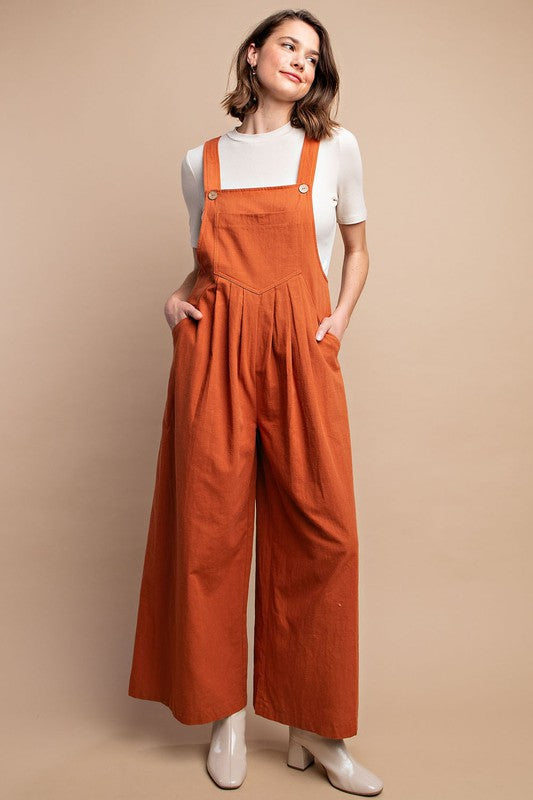 Damoverall med Fickor och Pintuck Detaljer i Rostfärg 1