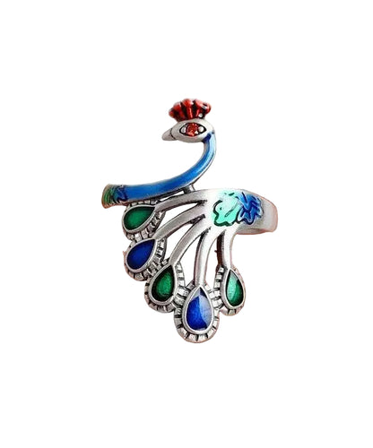 Damring Cloisonné med Påfågelmotiv Kinesisk Design 0