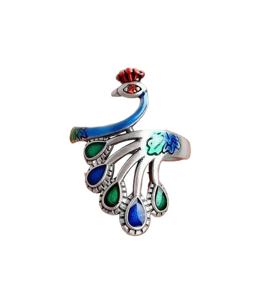 Damring Cloisonné med Påfågelmotiv Kinesisk Design 0