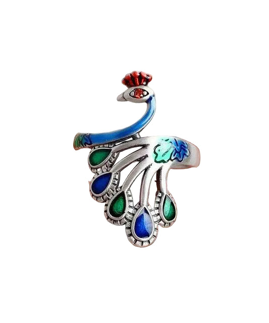 Damring Cloisonné med Påfågelmotiv Kinesisk Design 0
