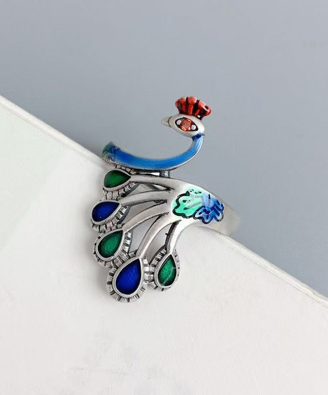 Damring Cloisonné med Påfågelmotiv Kinesisk Design 1