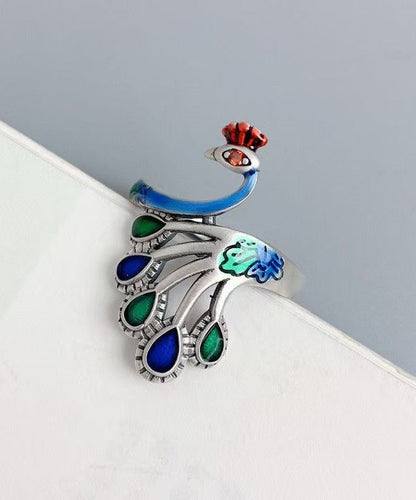 Damring Cloisonné med Påfågelmotiv Kinesisk Design 1