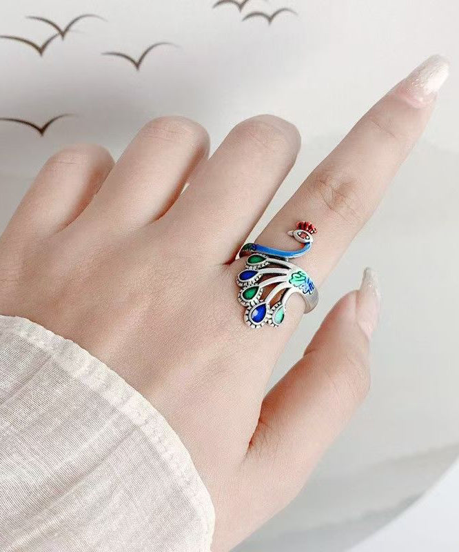 Damring Cloisonné med Påfågelmotiv Kinesisk Design 2