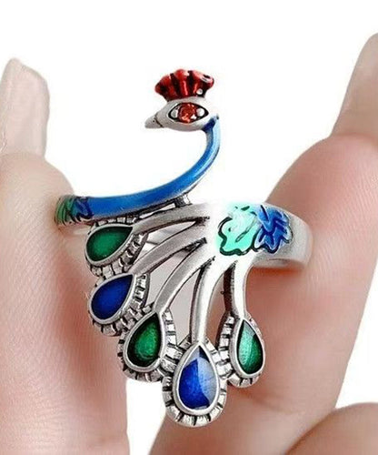 Damring Cloisonné med Påfågelmotiv Kinesisk Design 4