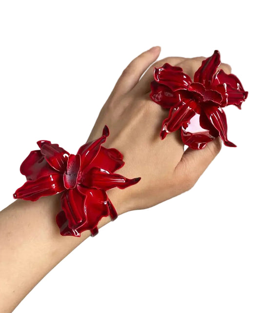Damring och Manschett Set Blommönster 2