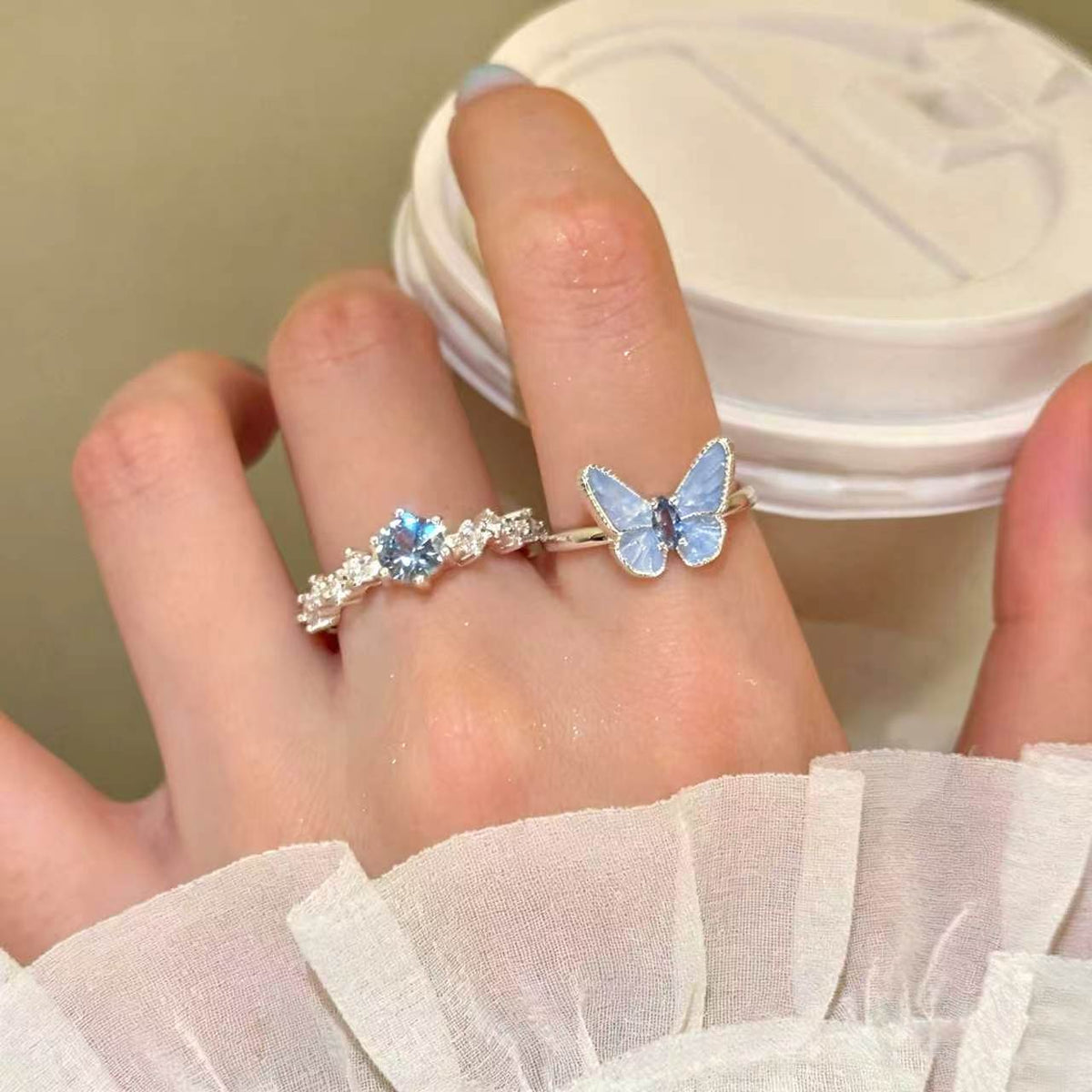 Damringar Set med Fjärilsdesign i Blått 4