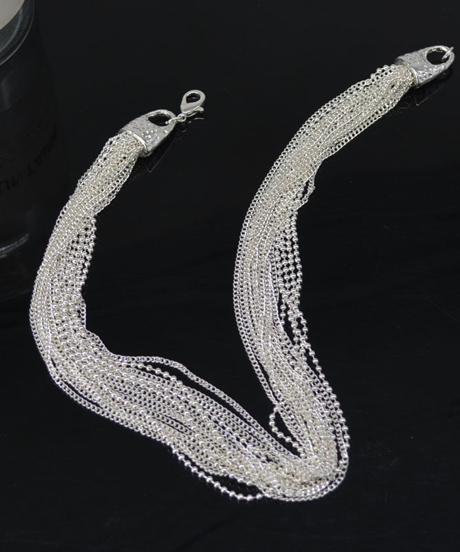 Dams Halsband Flerlagers Med Pärlor Silverpläterad Design 1