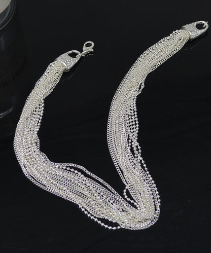 Dams Halsband Flerlagers Med Pärlor Silverpläterad Design 1