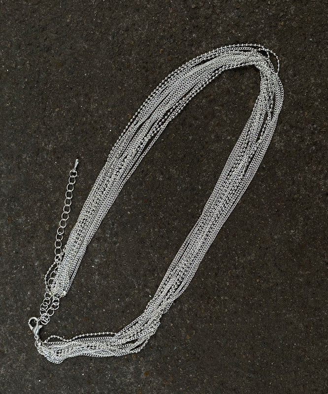 Dams Halsband Flerlagers Med Pärlor Silverpläterad Design 3