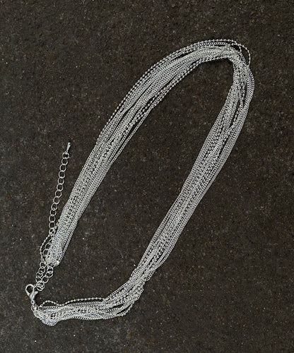 Dams Halsband Flerlagers Med Pärlor Silverpläterad Design 3