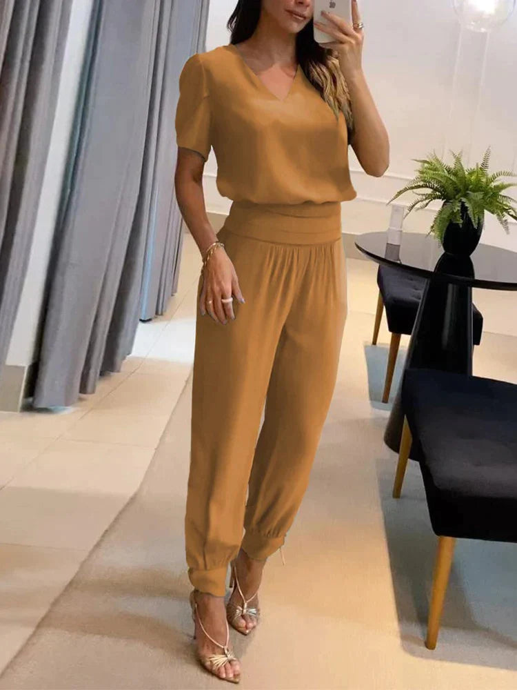 Damset Modern Stil med Matchande Topp och Byxor 3