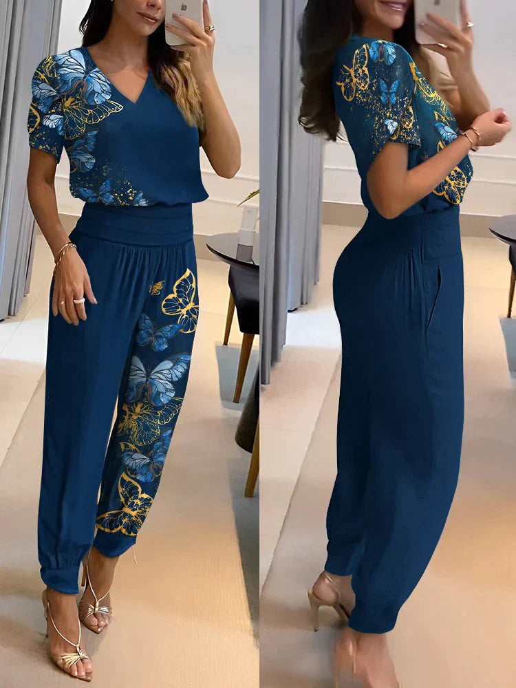 Damset Modern Stil med Matchande Topp och Byxor 7