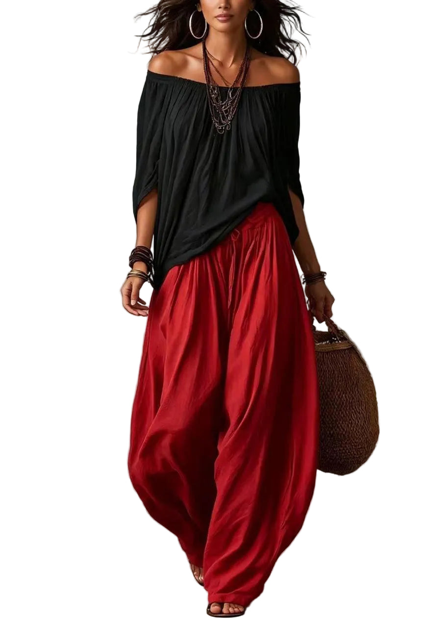 Damset Tvådelad Oversized Cold Shoulder med Batwing-ärm 0