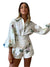 Damset med Blommönstrad Blus och Högmidjade Shorts 0