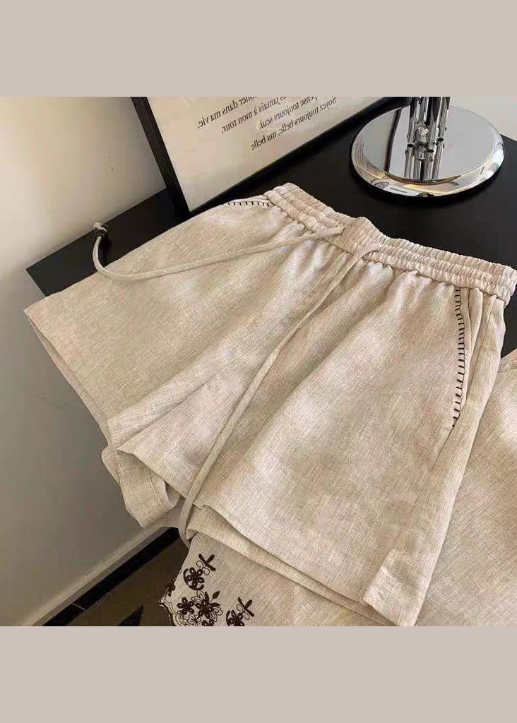 Damset med O-hals och broderi Casual Stil 3