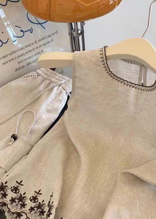 Damset med O-hals och broderi Casual Stil 4