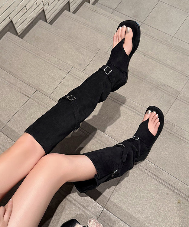 Damstövlar med kilklack och peep toe design 1