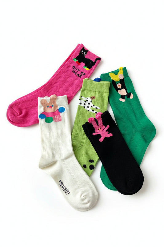 Damstrumpor Mid-Calf Tecknad Design för Vardagsbruk 1