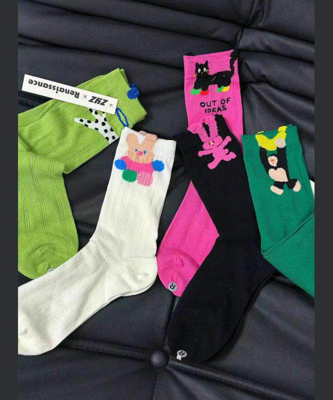 Damstrumpor Mid-Calf Tecknad Design för Vardagsbruk 3