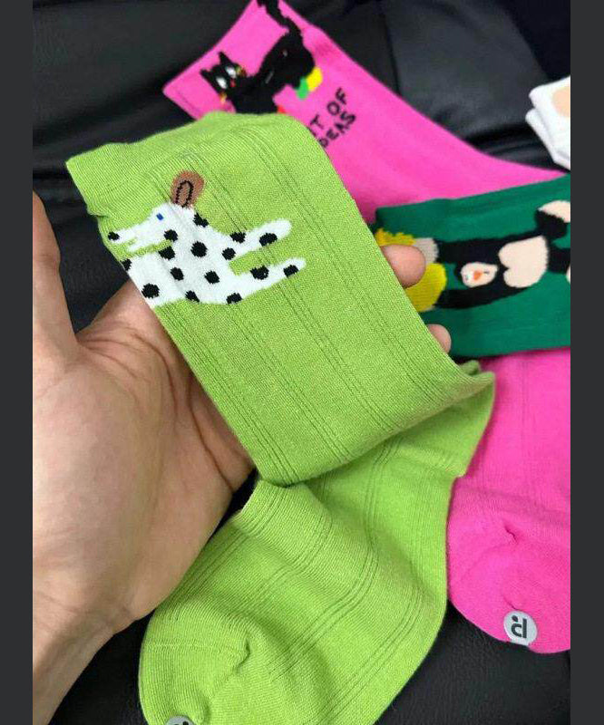 Damstrumpor Mid-Calf Tecknad Design för Vardagsbruk 4