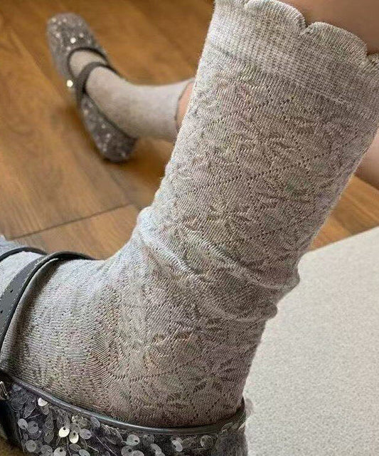 Damstrumpor Mid Calf Med Volang och Jacquardmönster 0