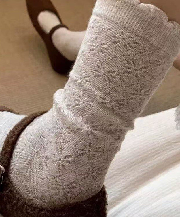 Damstrumpor Mid Calf Med Volang och Jacquardmönster 2