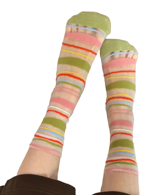 Damstrumpor Mid Calf Mesh Colorblock 0