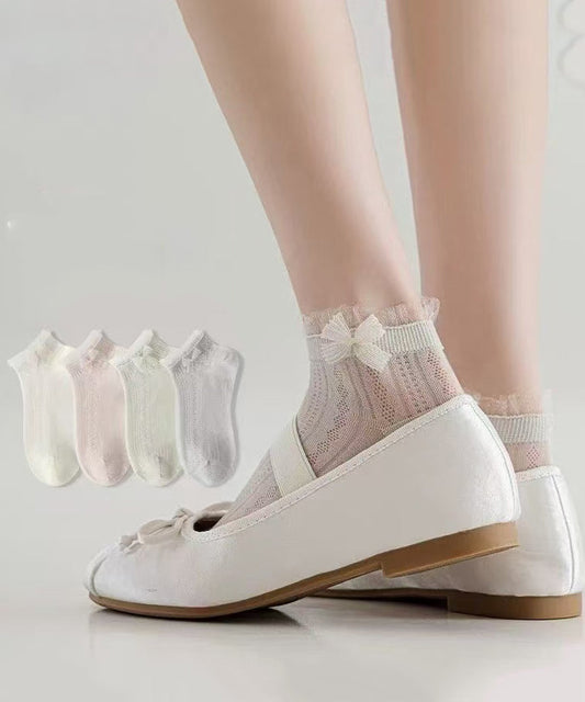 Damstrumpor Mid Calf Mesh med Spets och Rosett 0