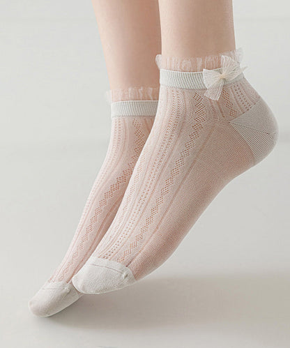 Damstrumpor Mid Calf Mesh med Spets och Rosett 1
