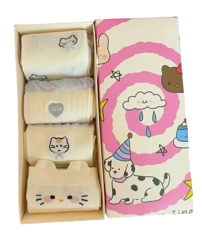 Damstrumpor med japanskt kattmotiv jacquardstil 0
