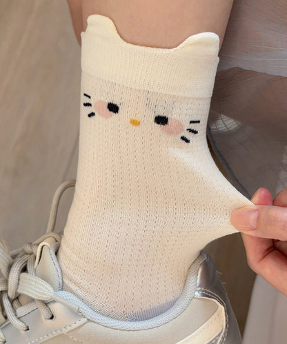 Damstrumpor med japanskt kattmotiv jacquardstil 3