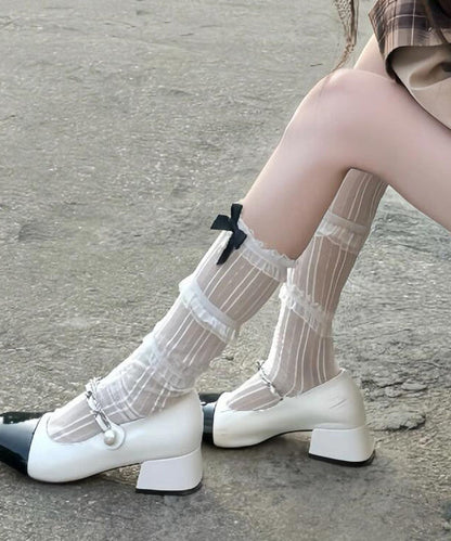 Damstrumpor med spets och rosett i japansk stil 3