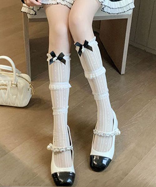 Damstrumpor med spets och rosett i japansk stil 4