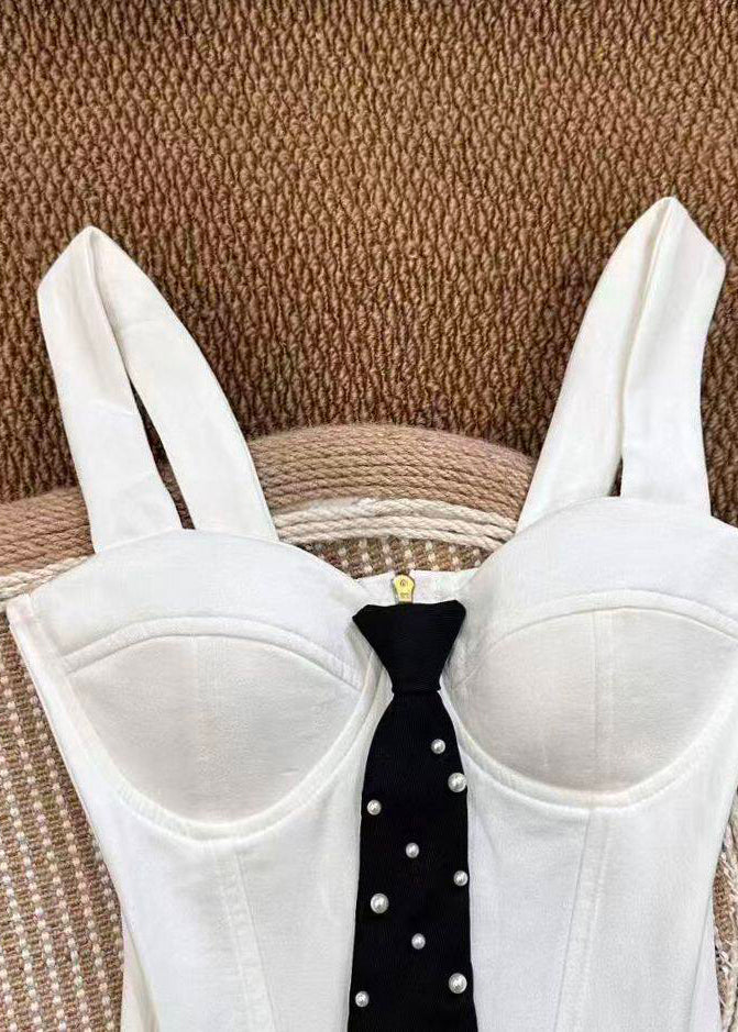 Damtop Bustier med Pärldetalj och Knut i Nacken 2