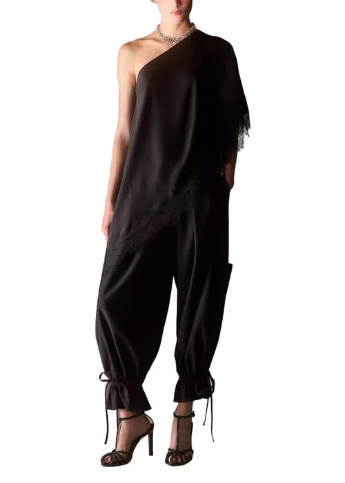 Damtop Cold Shoulder med Spetsdetaljer och Patchwork 0