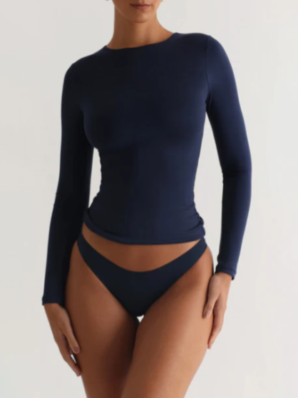 Damtop Långa Ärmar Rund Hals Modal 9