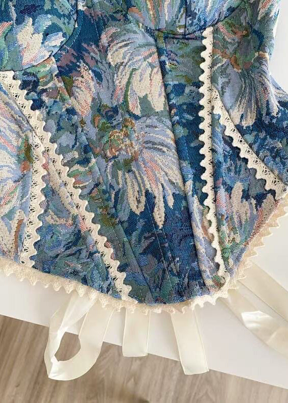 Damtop Med Snörning Jacquard Spets Patchwork Sommarstil 3