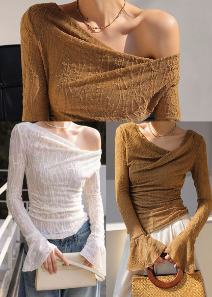 Damtop One Shoulder Jacquard med Flareärm 4