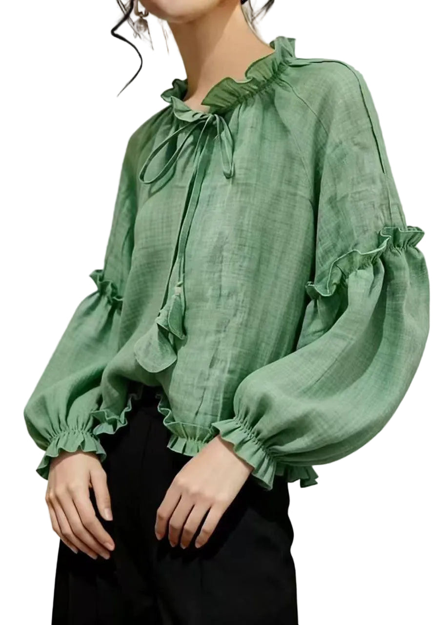 Damtop med Volanger och Spets i Sommarstil 0
