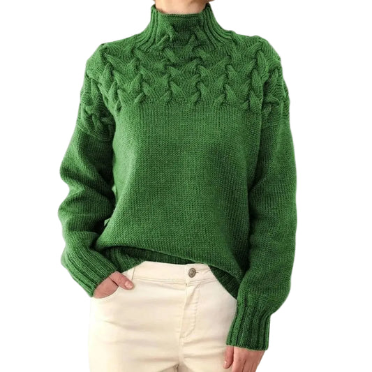 Damtröja Hög Hals Kabelstickad 0
