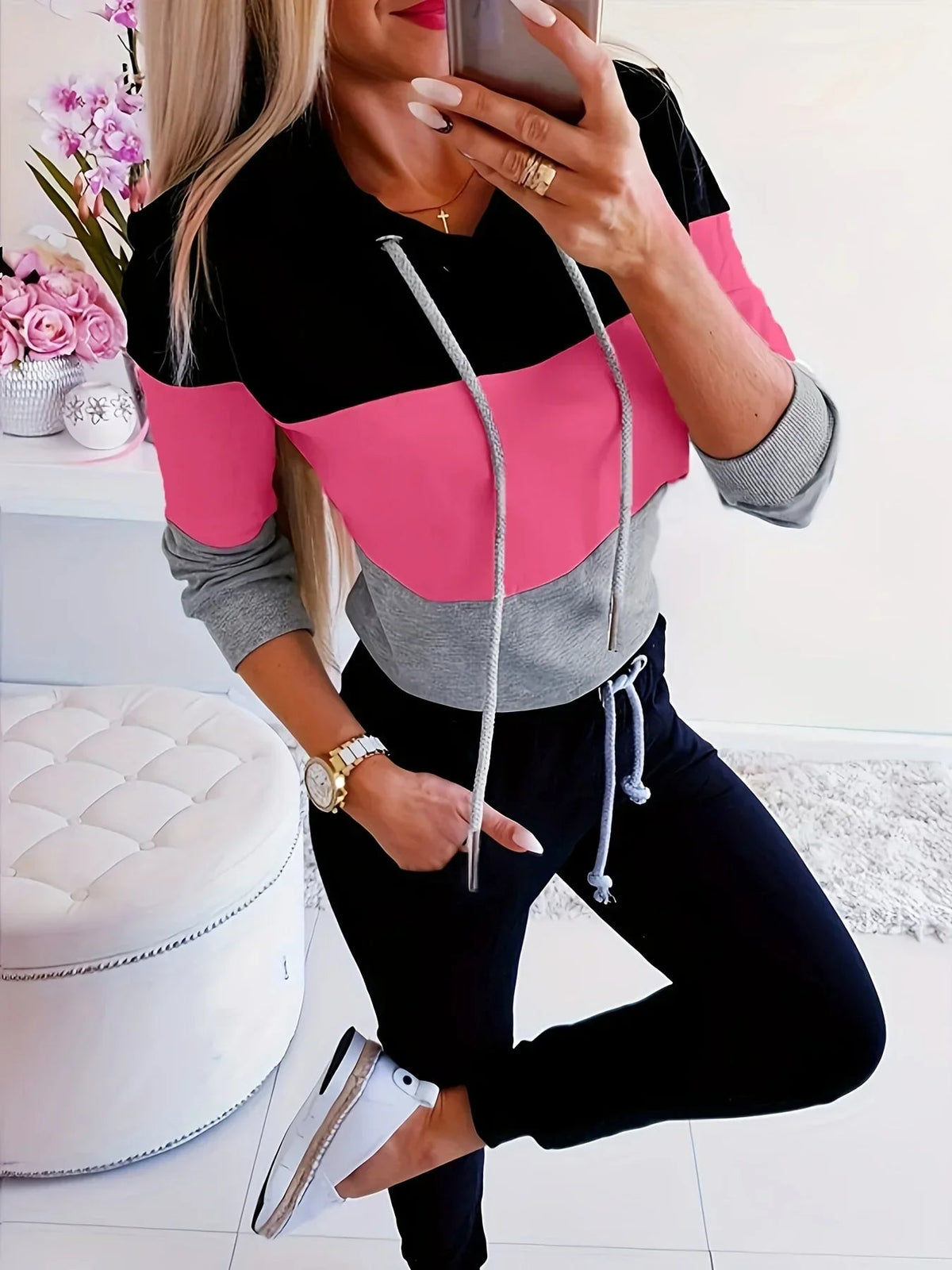 Damtröja Långärmad Färgblock 1